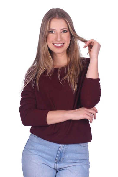 blusa de la vinho loira gola redonda 2