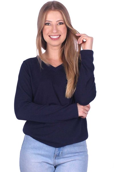 blusa de la marinho gola v loira