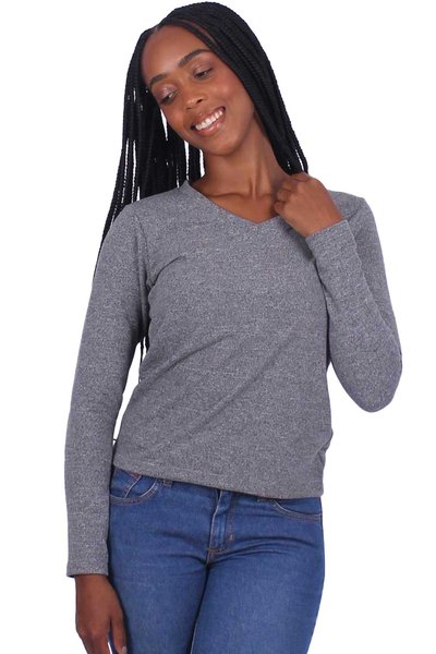 blusa la gola v mescla escuro 1