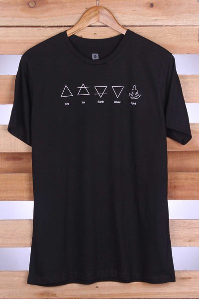 camiseta fire air earth water and spirit preto