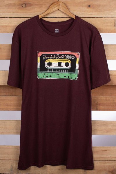 camiseta plus old school vinho 1