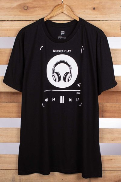 camiseta music play preto plus 2