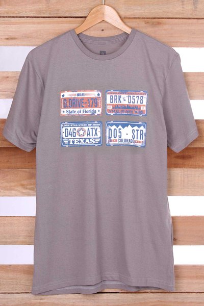 camiseta placas cinza