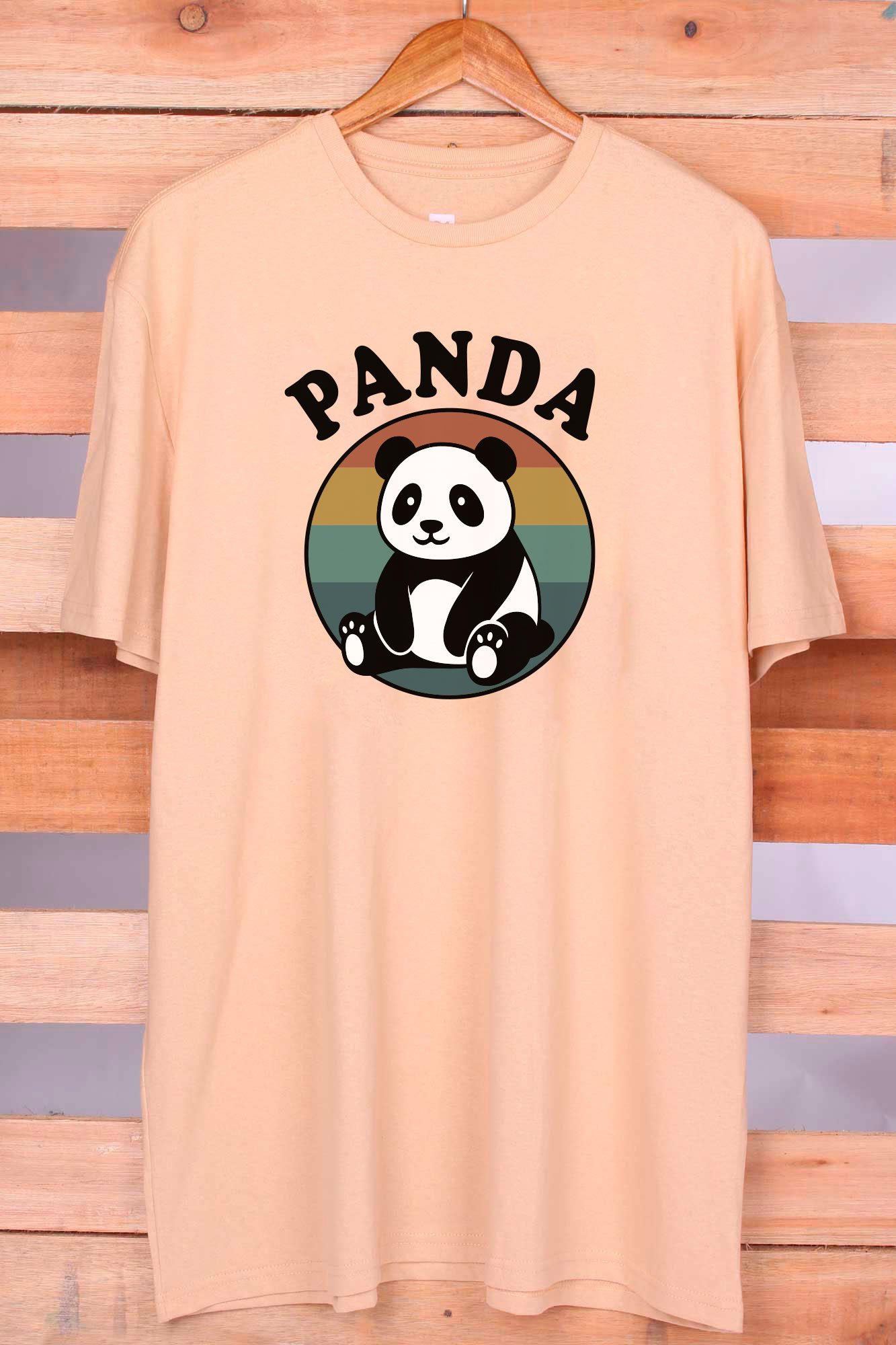 Camiseta Panda - Plus Size na cor Bege