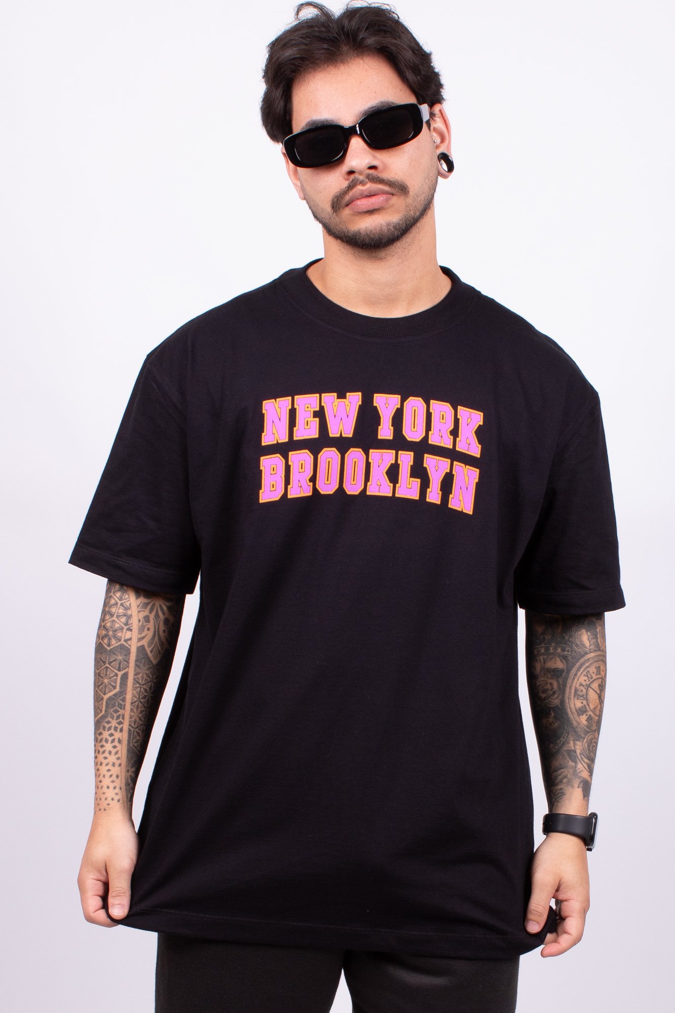 Camiseta Oversized New York Brooklyn Preto