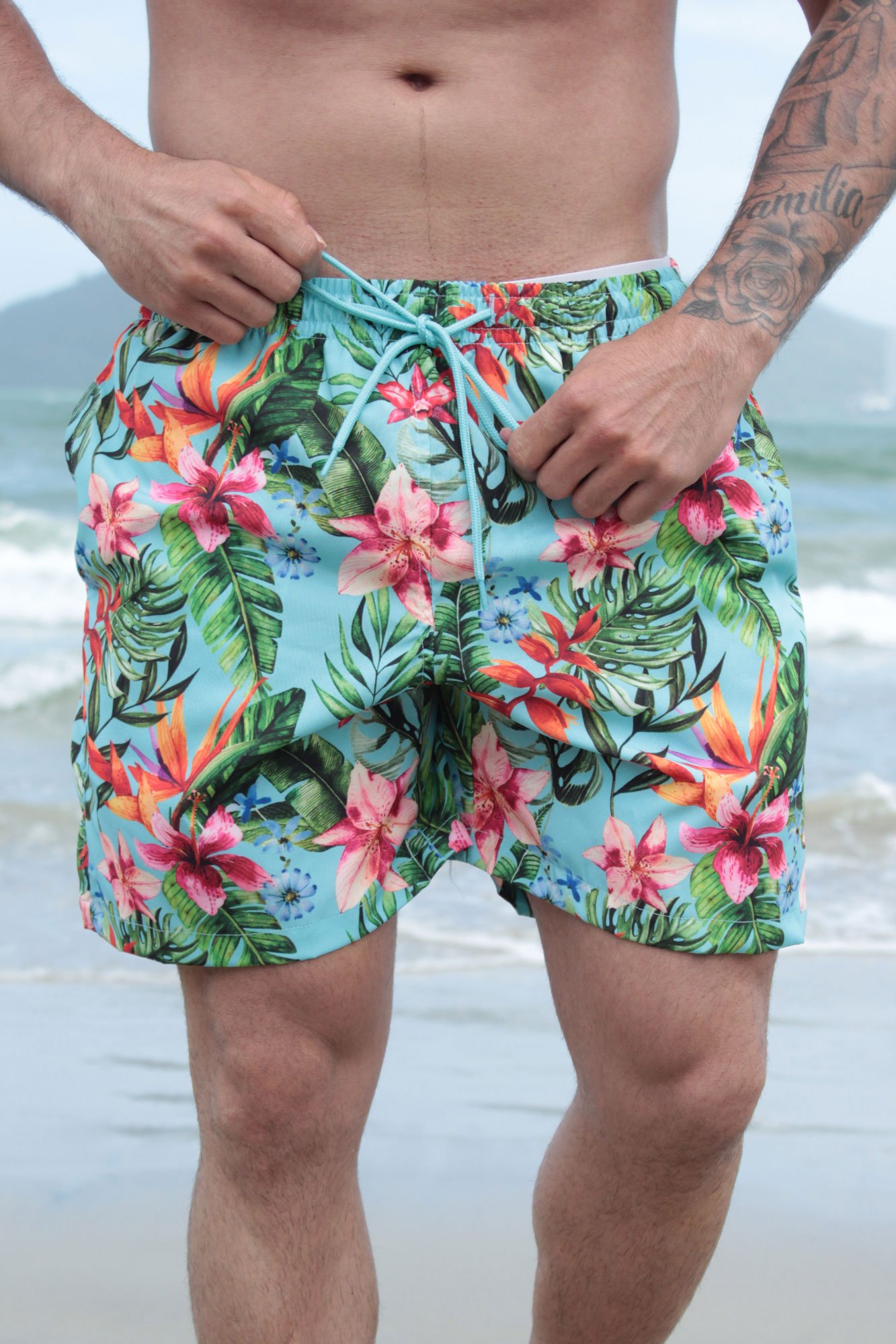 FLOWER 7 POCKETS RACING SHORTS Lサイズ Shorts tactel-floral-azul
